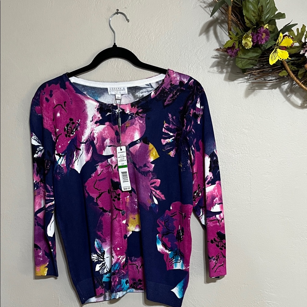 🌾Joseph A Floral Lightweight Sweater- Pink and Purple